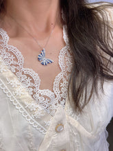 Load image into Gallery viewer, LUOWEND 18K White Gold Real Natural Diamond and Gemstone Necklace for Women