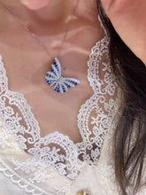 Load image into Gallery viewer, LUOWEND 18K White Gold Real Natural Diamond and Gemstone Necklace for Women