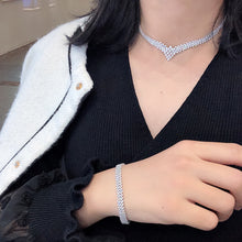 Load image into Gallery viewer, LUOWEND 18K White Gold Real Natural Diamond Necklace for Women