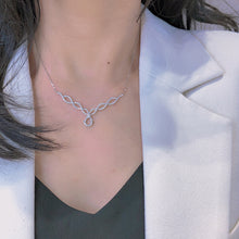 Load image into Gallery viewer, LUOWEND 18K White Gold Real Natural Diamond Necklace for Women
