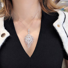 Load image into Gallery viewer, LUOWEND 18K White Gold Real Natural Diamond Pendant Necklace for Women