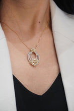 Load image into Gallery viewer, LUOWEND 18K White and Yellow Gold Real Natural Diamond Necklace for Women