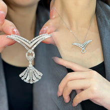 Load image into Gallery viewer, LUOWEND 18K White Gold Real Natural Diamond Pendant Necklace for Women