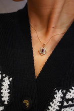 Load image into Gallery viewer, LUOWEND 18K White and Yellow Gold Real Natural Ruby and Diamond Gemstone Necklace for Women