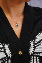 Load image into Gallery viewer, LUOWEND 18K White and Yellow Gold Real Natural Ruby and Diamond Gemstone Necklace for Women