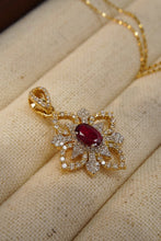 Load image into Gallery viewer, LUOWEND 18K White and Yellow Gold Real Natural Ruby and Diamond Gemstone Necklace for Women