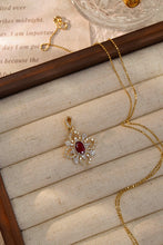Load image into Gallery viewer, LUOWEND 18K White and Yellow Gold Real Natural Ruby and Diamond Gemstone Necklace for Women