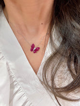 Load image into Gallery viewer, LUOWEND 18K White Gold Real Natural Ruby or Sapphire Gemstone Necklace for Women