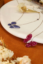 Load image into Gallery viewer, LUOWEND 18K White Gold Real Natural Ruby or Sapphire Gemstone Necklace for Women