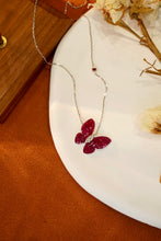 Load image into Gallery viewer, LUOWEND 18K White Gold Real Natural Ruby or Sapphire Gemstone Necklace for Women