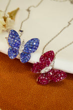 Load image into Gallery viewer, LUOWEND 18K White Gold Real Natural Ruby or Sapphire Gemstone Necklace for Women