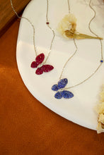 Load image into Gallery viewer, LUOWEND 18K White Gold Real Natural Ruby or Sapphire Gemstone Necklace for Women