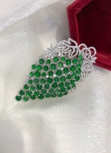 Load image into Gallery viewer, LUOWEND 18K White Gold Real Natural Emerald and Diamond Gemstone Necklace for Women