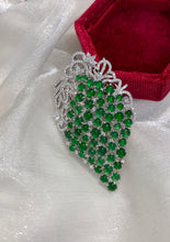 Load image into Gallery viewer, LUOWEND 18K White Gold Real Natural Emerald and Diamond Gemstone Necklace for Women