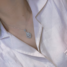Load image into Gallery viewer, LUOWEND 18K White Gold Real Natural Diamond Pendant Necklace for Women