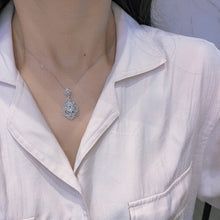 Load image into Gallery viewer, LUOWEND 18K White Gold Real Natural Diamond Pendant Necklace for Women