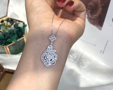 Load image into Gallery viewer, LUOWEND 18K White Gold Real Natural Diamond Pendant Necklace for Women