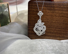 Load image into Gallery viewer, LUOWEND 18K White Gold Real Natural Diamond Pendant Necklace for Women