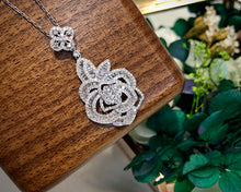 Load image into Gallery viewer, LUOWEND 18K White Gold Real Natural Diamond Pendant Necklace for Women