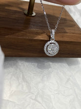 Load image into Gallery viewer, LUOWEND 18K White Gold Real Natural Diamond Pendant Necklace for Women