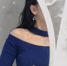 Load image into Gallery viewer, LUOWEND 18K White Gold Real Natural Diamond Earrings and Necklace for Women