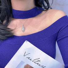 Load image into Gallery viewer, LUOWEND 18K White Gold Real Natural Diamond Pendant Necklace for Women