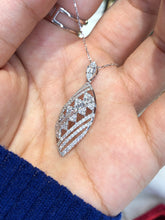 Load image into Gallery viewer, LUOWEND 18K White Gold Real Natural Diamond Pendant Necklace for Women