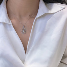 Load image into Gallery viewer, LUOWEND 18K White Gold Real Natural Diamond Pendant Necklace for Women