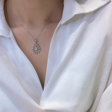 Load image into Gallery viewer, LUOWEND 18K White Gold Real Natural Diamond Pendant Necklace for Women