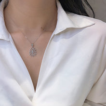 Load image into Gallery viewer, LUOWEND 18K White Gold Real Natural Diamond Pendant Necklace for Women