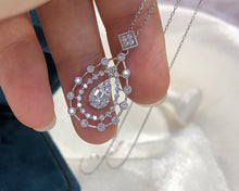 Load image into Gallery viewer, LUOWEND 18K White Gold Real Natural Diamond Pendant Necklace for Women