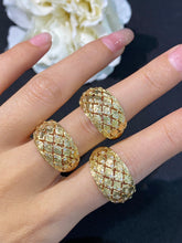 Load image into Gallery viewer, LUOWEND 18K Yellow Gold Real Natural Diamond Ring for Women