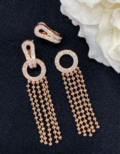 Load image into Gallery viewer, LUOWEND 18K Rose Gold Real Natural Diamond Drop Earrings for Women