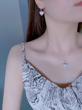 Load image into Gallery viewer, LUOWEND 18K White Gold Real Natural Diamond Necklace and Earrings for Women