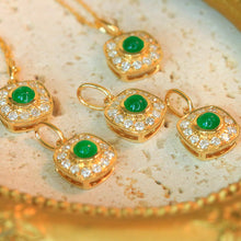 Load image into Gallery viewer, LUOWEND 18K Yellow Gold Real Natural Emerald and Diamond Gemstone Necklace for Women