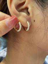 Load image into Gallery viewer, LUOWEND 18K White or Yellow Gold Real Natural Diamond Hoop Earrings for Women