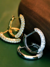 Load image into Gallery viewer, LUOWEND 18K White or Yellow Gold Real Natural Diamond Hoop Earrings for Women