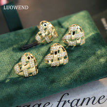 Load image into Gallery viewer, LUOWEND 18K Yellow Gold Real Natural Diamond Stud Earrings for Women