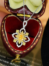 Load image into Gallery viewer, LUOWEND 18K White Gold Real Natural Yellow Diamond Pendant Necklace for Women