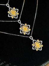 Load image into Gallery viewer, LUOWEND 18K White Gold Real Natural Yellow Diamond Pendant Necklace for Women