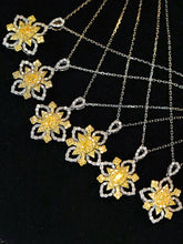 Load image into Gallery viewer, LUOWEND 18K White Gold Real Natural Yellow Diamond Pendant Necklace for Women