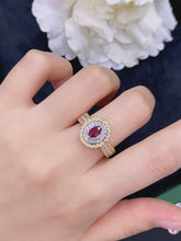 Load image into Gallery viewer, LUOWEND 18K White and Yellow Gold Real Natural Ruby Gemstone Ring for Women