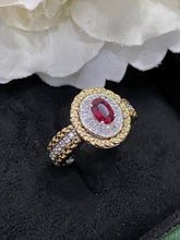 Load image into Gallery viewer, LUOWEND 18K White and Yellow Gold Real Natural Ruby Gemstone Ring for Women