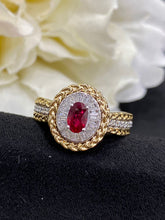 Load image into Gallery viewer, LUOWEND 18K White and Yellow Gold Real Natural Ruby Gemstone Ring for Women