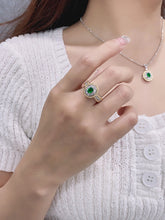 Load image into Gallery viewer, LUOWEND 18K White and Yellow Gold Real Natural Emerald Ring for Women