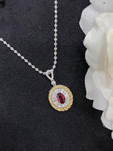 Load image into Gallery viewer, LUOWEND 18K White and Yellow Gold Real Natural Ruby Gemstone Necklace for Women