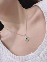 Load image into Gallery viewer, LUOWEND 18K White and Yellow Gold Real Natural Emerald Gemstone Necklace for Women