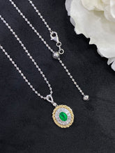 Load image into Gallery viewer, LUOWEND 18K White and Yellow Gold Real Natural Emerald Gemstone Necklace for Women