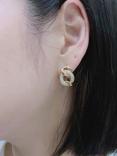 Load image into Gallery viewer, LUOWEND 18K Yellow Gold Real Natural Diamond Hoop Earrings for Women