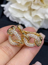 Load image into Gallery viewer, LUOWEND 18K Yellow Gold Real Natural Diamond Hoop Earrings for Women